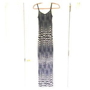 Long navy chevron stripe dress
